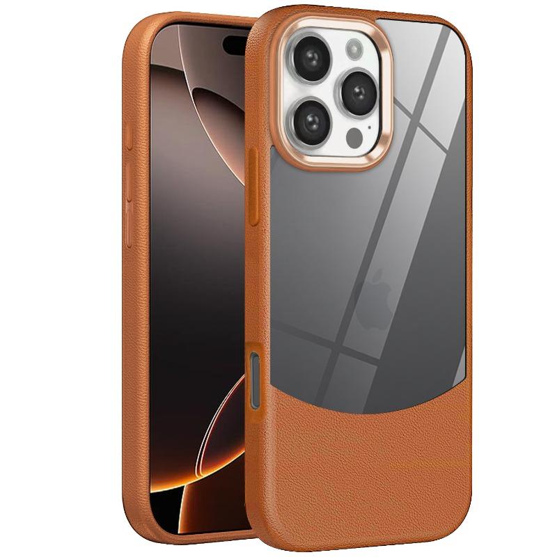 Applicable To IPhone16proMax Leather Two-in-one Mobile Phone Case Apple 15 Transparent 14 Lens Anti-fall Protection Case