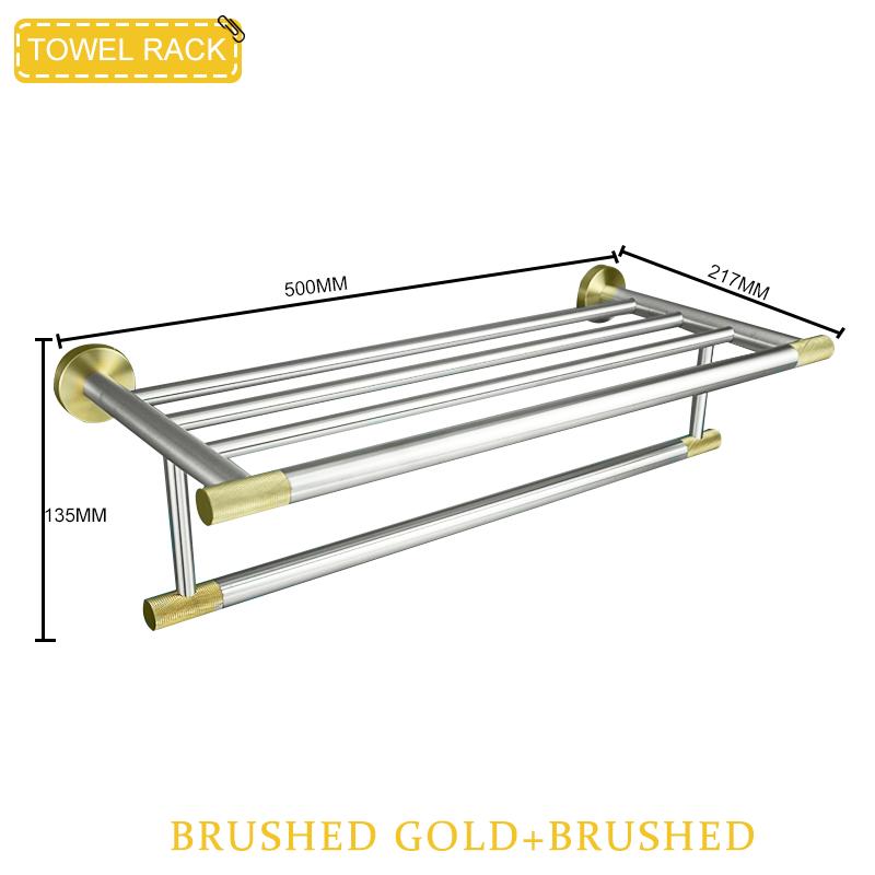 Brushed Gold & Brushed Bathroom Accessories Set Wall Mounted Clothes Hook Toilet Paper Holder Towel Bar Hardware Pendant
