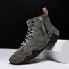 New 2025 Handmade Casual Shoes Men Sneakers Ankle Boots Leather Side Zipper Comfortable Breathable Anti-Slip Outdoor Walking