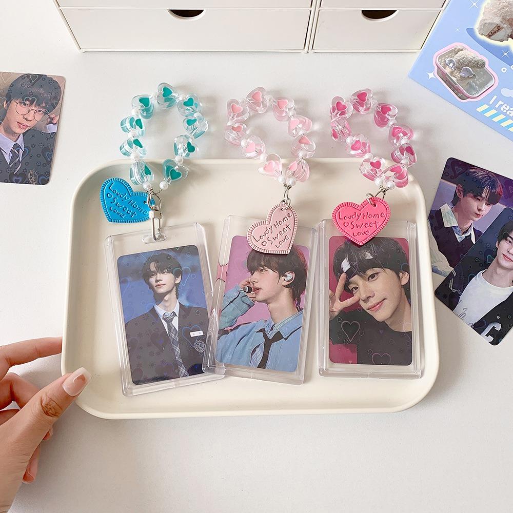 Love Heart Pendant Photocard Holder Snowflake Idol Card Display Protector  School Stationery
