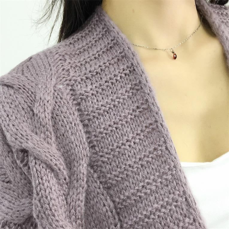 Women's European Style Twist Cable Knit Cardigan Sweater
