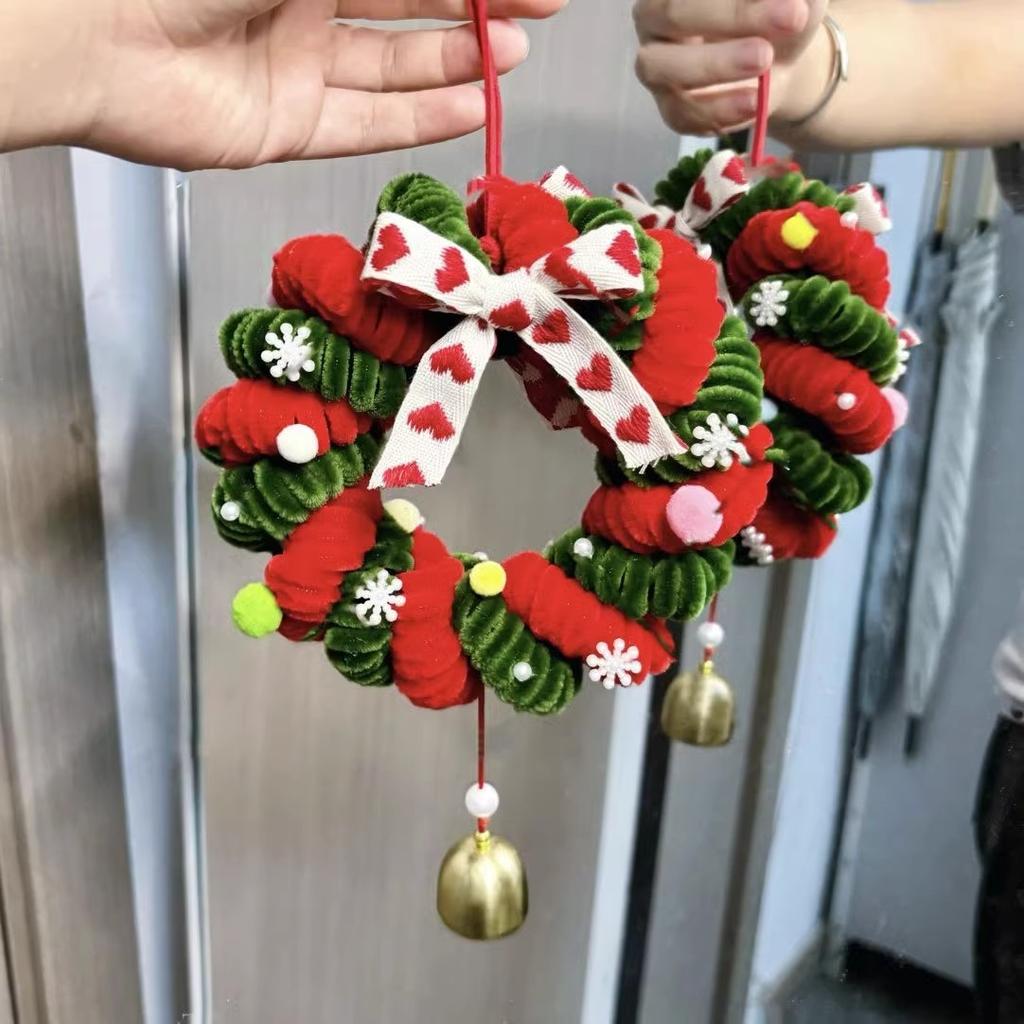 DIY Handgemachter Weihnachts-Türkranz Dekoration Hängende Ornamente Glockenanhänger Eltern-Kind Bastelmaterialbeutel Für Festliche Atmosphäre