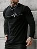Baumwolle Herren Langarm Rundhals Locker Übergröße Einfaches Muster Gedruckt Herbst und Winter T-Shirt Oberteil Lässig Vielseitig