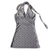 European and American Summer Polka Dot Backless V-neck Fashionable Hanging Neck Strap Design Waist Cinched Women's Vest Top