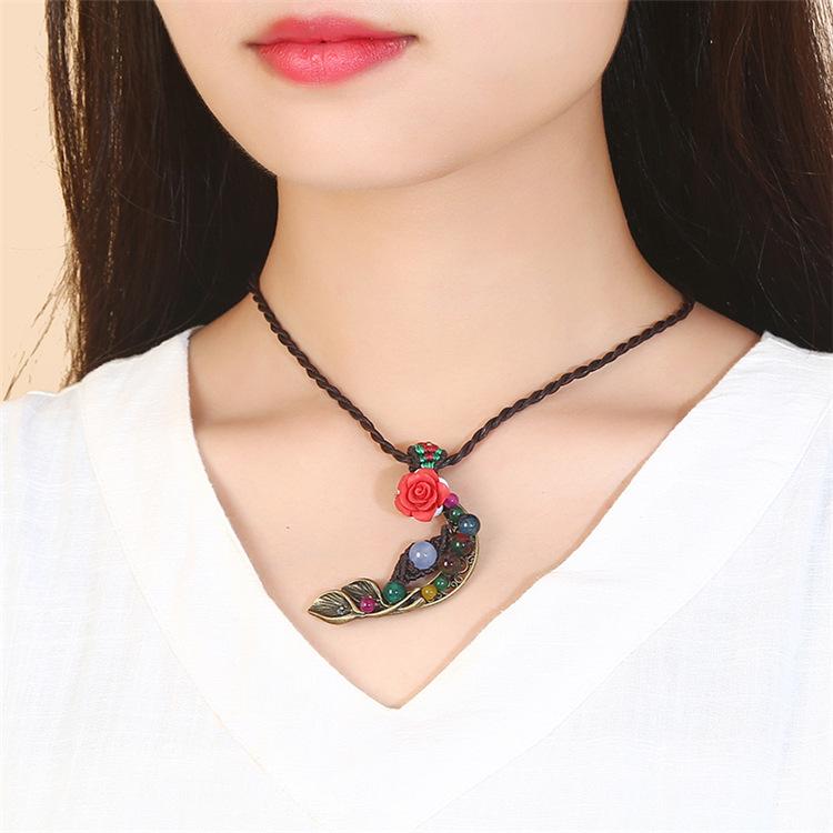 Original Handmade Ethnic Style Agate Short Necklace Femininity Retro Versatile Collarbone Chain Simple Classical Accessories