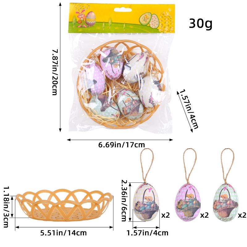 Easter Colorful Egg Ornaments in Creative Woven Basket for Festive Decor