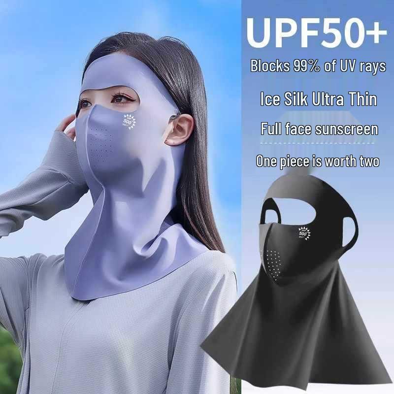 Women's Full Face UV Protection Ice Silk Mask for Summer Cycling
