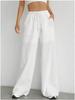 European & American Women's Micro-Flare Drawstring Pants with Pockets, Casual Solid Color