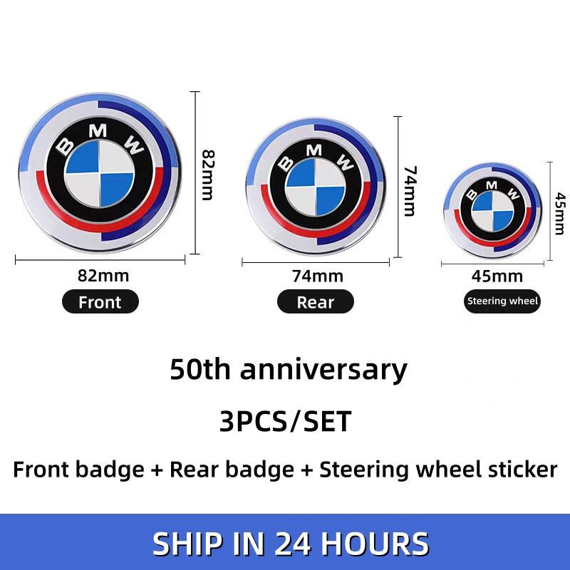 ljqvz9 3Pcs ABS 45mm/74mm/82mm car Front Hood Emblem Trunk Rear badge steering wheel cover Stickers Accessories for mini BMW X3 X4 E36