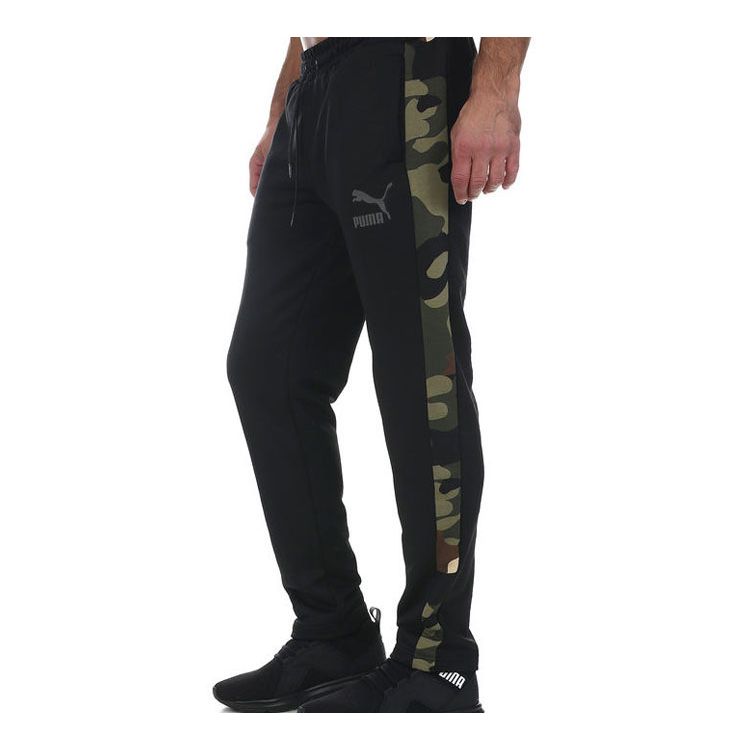 Puma מכנסי ג'וגינג סרוגים טלאים בהסוואה לגברים מכנסיים תחתונים שחור 578332-01