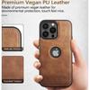 Unique Design Luxury Leather Business Phone Case for iPhone 14 Pro Anti-Slip Scratch Resistant Ultra Slim Protective Case (2022,6.1”) (Brown)