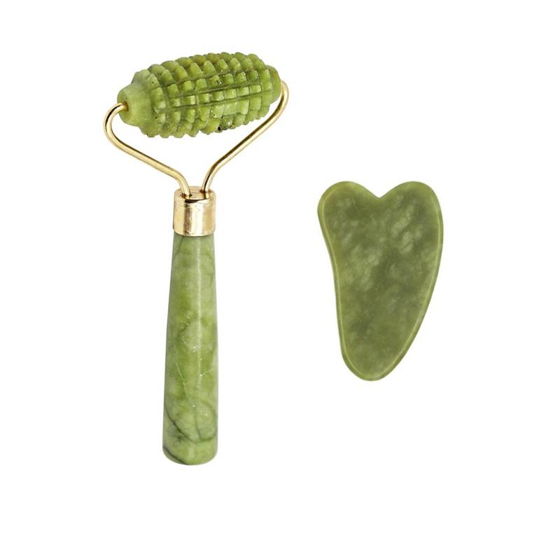 Xiuyu Roller Gua Sha Gouache Scraper Roller Massager Facial Anti Aging Natural Jade Stone Face Lifting Facial Skin Care Tools