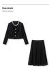 French Chic Beaded Velvet Jacket & Swing Midi Skirt Set