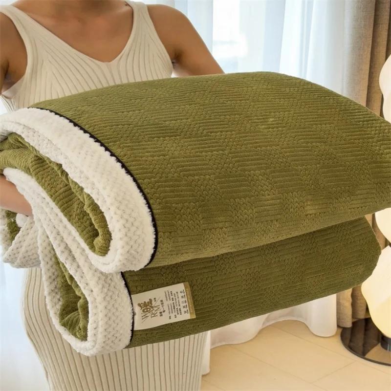 

2025 Новый класс A Теплый флис Жаккардовое тиснение Многофункциональное одеяло Утолщенное зимнее одеяло Одеяло для сна Одеяло для дивана Простыня 100x150cm 1pcs