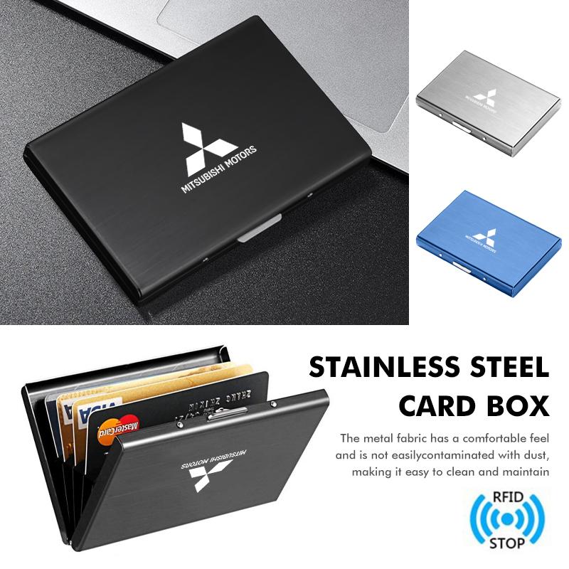 Stainless Steel Card Holder Metal Anti-Theft Slim Wallet For Mitsubishi Lancer ASX Pajero Mirage Attrage Xpander Outlander