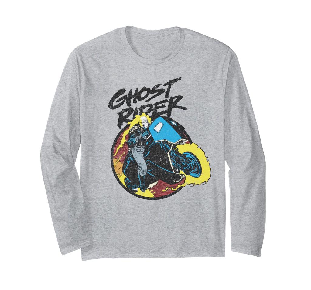 Marvel Ghost Rider Circle Portrait Action Shot Long Sleeve T-Shirt