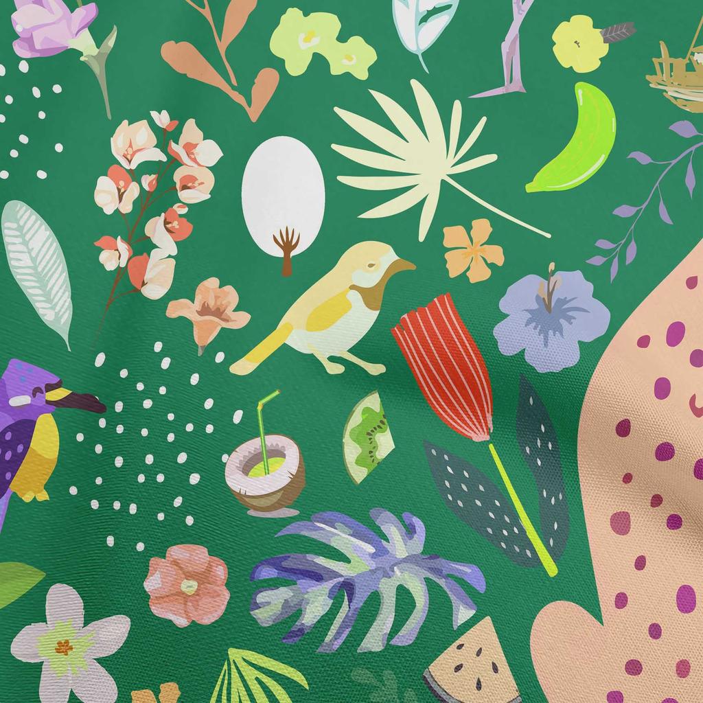 oneOone Cotton Flex Forest Green Fabric Tropical Animal Sewing Craft Projects Fabric Prints By Yard 40 Inch