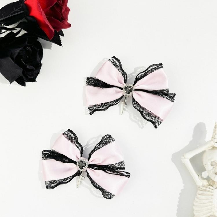 Lace Bows Hairclip Love Crosses Pattern Barrettes Multifunctional Halloween Hair Pin Accessories for Girls