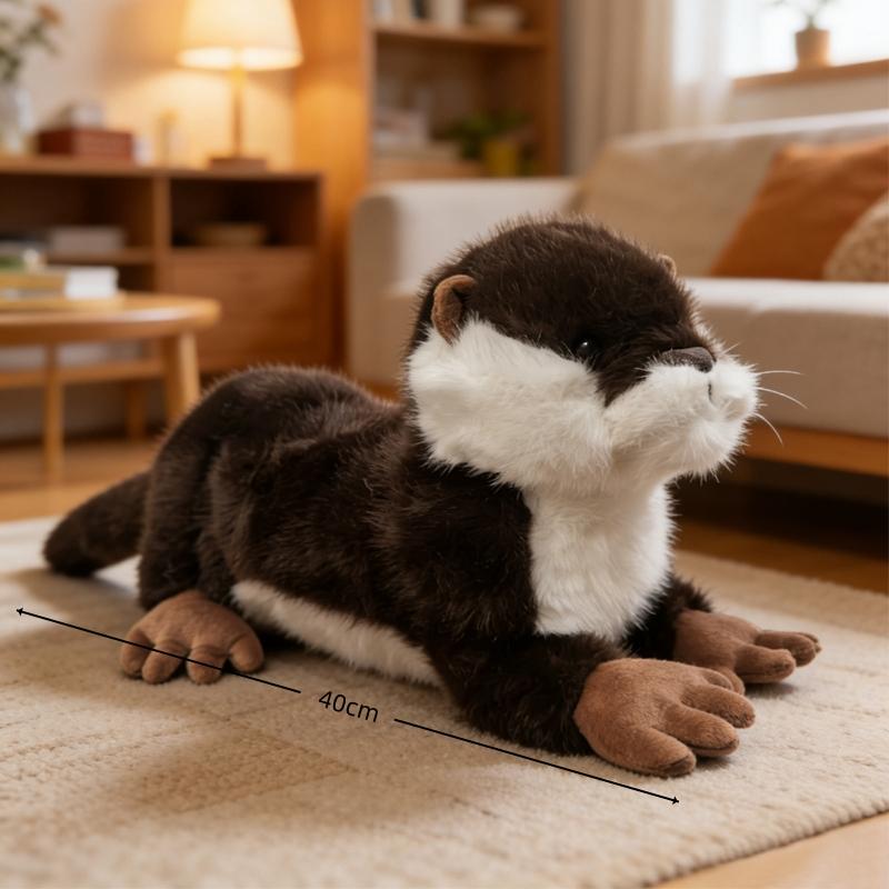 Schattig Cartoon Otter Pluche Kussen Speelgoed Pluizig Dier Gevuld Poppetje Goedgemutste Kinderen Metgezel Grappig Kindercadeau