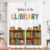 2pcs 2D flat printing Curtain Welcome Library Psychology 100% Polyester Fabric Without Electricity Festive Curtains Perfect for