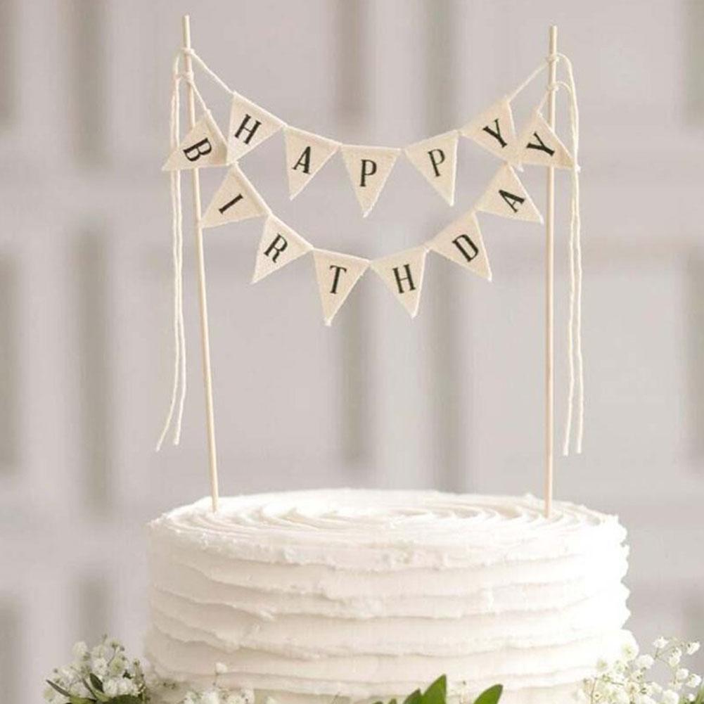 Birthday Cake Flag Decoration Baking Decoration Party Birthday Decoration Letter Creative Cloth Birthday Flag Cake Decoration