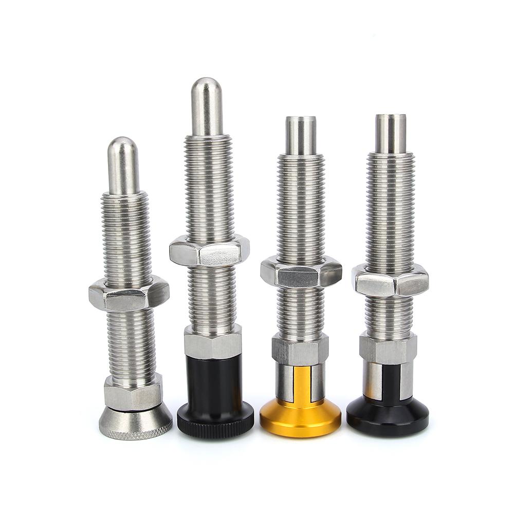 Black/Gold Aluminum Knob M16 Locating Pins Return Type/Self-Locking Stainless Steel Long Threaded Indexing Plungers With Nut
