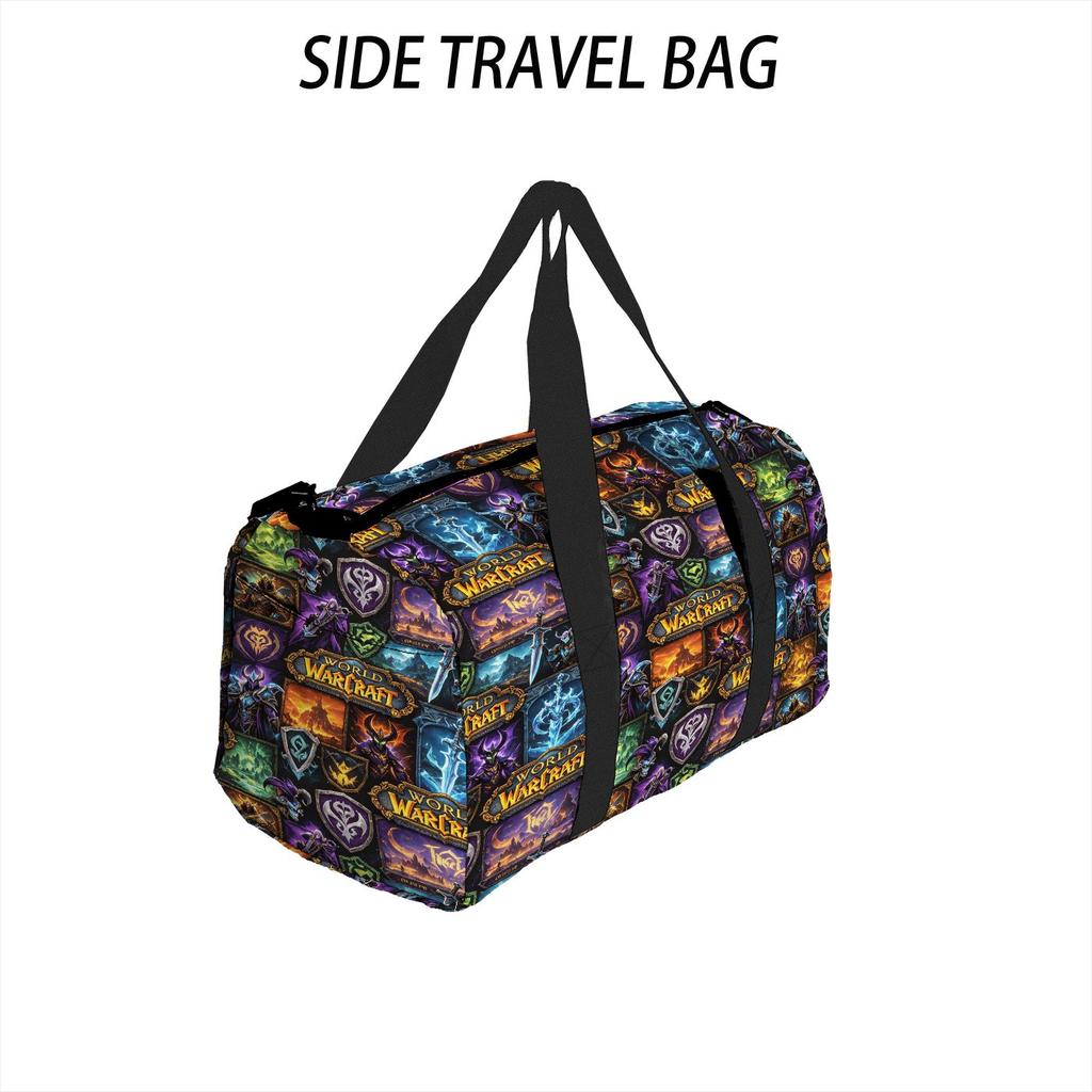 World of Warcraft Print Duffle Bag Large Capacity Travel Sports Gym Bag Portable Overnight Weekend Bag with Multi Pockets