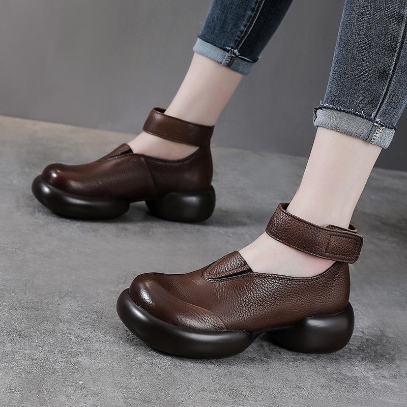 Cowhide Small Leather Shoes Women's Spring and Autumn British Thick-soled Loafers Leather Mary Jane Single Shoes