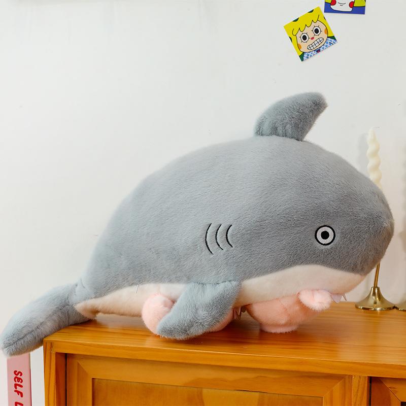 Transform into a shark pig plush toy children sleeping bear throw pillow ring gift home cushion