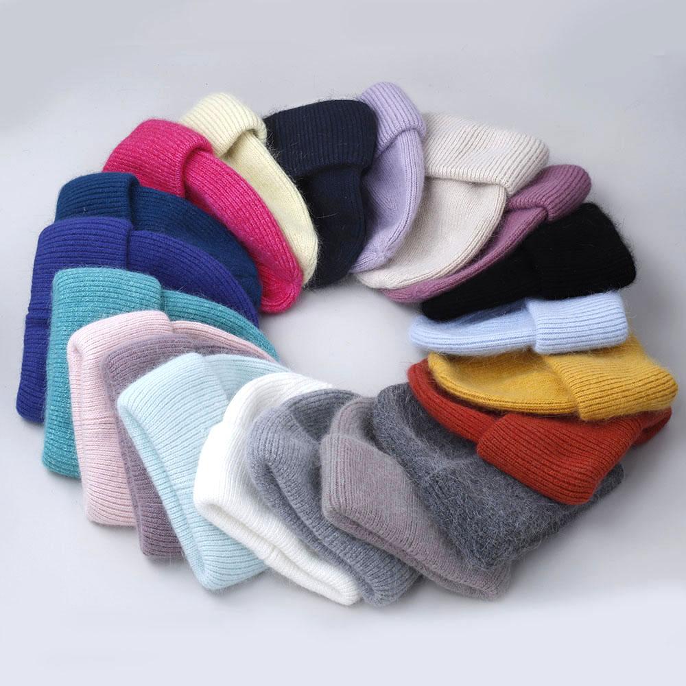 2023 new  Hot Selling Winter Hat Real Rabbit Fur Winter Hats For Women Fashion Warm Beanie Hats Solid Adult Cover Head Cap