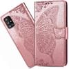CCSmall for Samsung Galaxy A71 5G Wallet Case Bling for Women Girls, Floral Diamond Cute Butterfly PU Leather Flip Case Cover with Card Slot Holder