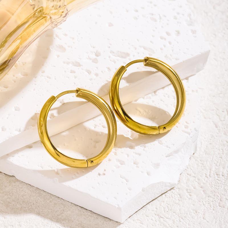 Elegant 18K Gold European American Stainless Steel Hoop Earrings