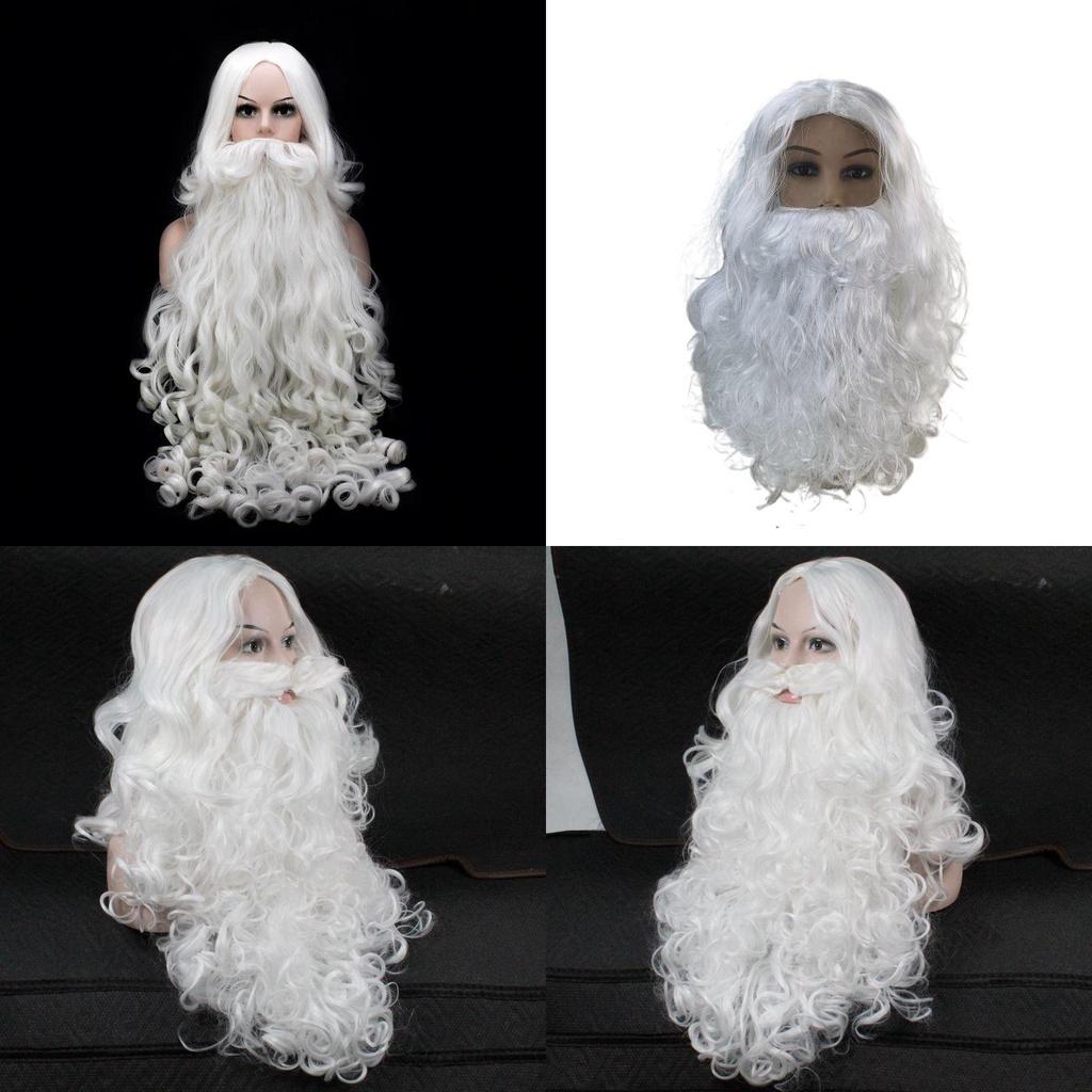 Christmas Santa Claus Beard Wig Adult Cosplay Costume Accessory High Quality Heat Resistant Synthetic Fiber