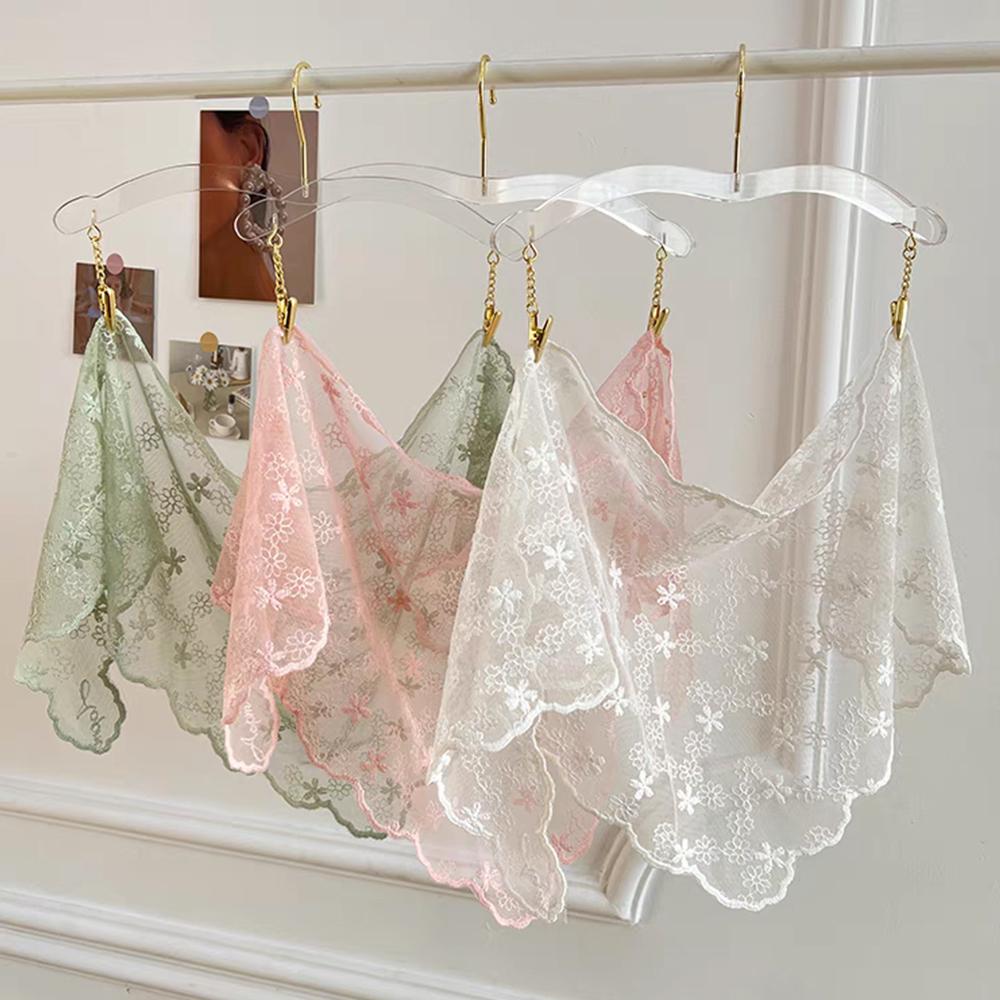 Bestickter Dreiecksschal aus Blumenspitze Kleiner Schal Gehäkelter Halsschal Einfarbiger Kopftuch Kopftücher Bandana für Damen Halstuch