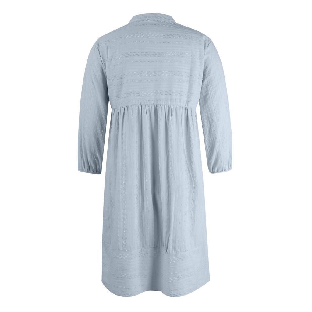 Women's Color Cotton Linen Dress With V-neck Casual Loose Pocket Dress