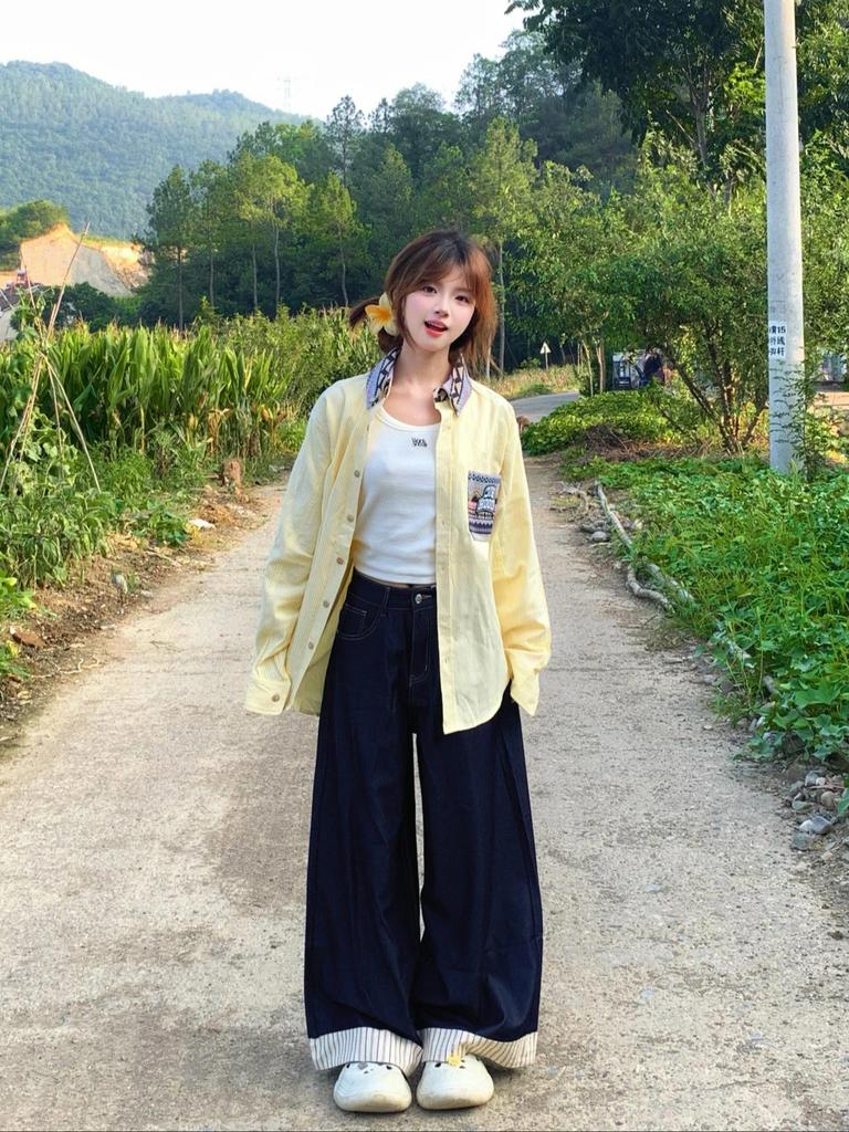 Women's Trendy Striped Long-Sleeve Shirt, Early Autumn Casual Jacket, Loose Fit Top
