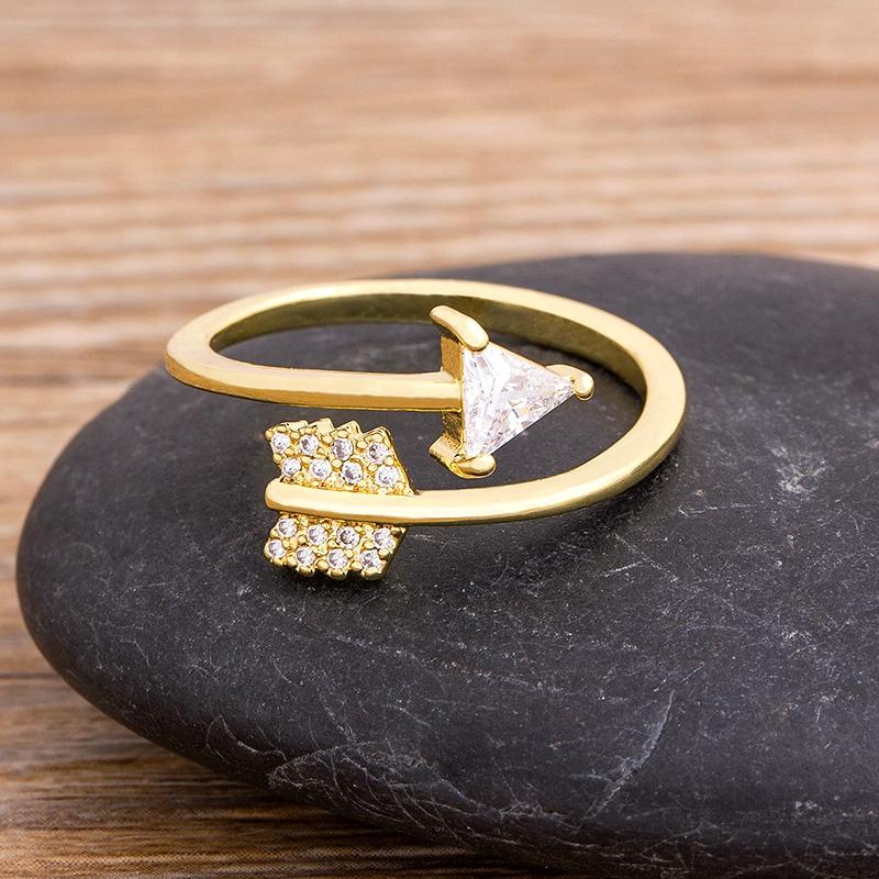 

Nidin New Arrival Fashion Arrow Rainbow Crystal for Women Adjustable Engagement Ring Fine Party Wedding Birthday Jewelry Gifts