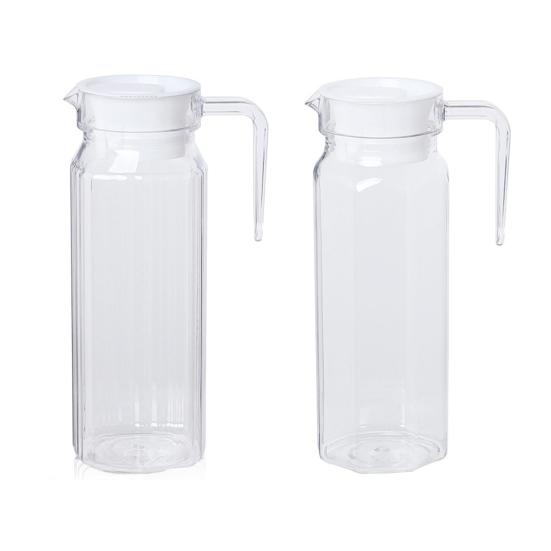 Cold Water Pitcher 1.1L Large Capacity Transparent Drink Dispenser Seal Pitcher with Lid Spout Lemonade Juice Beverage Jar for Hot Cold Drinks