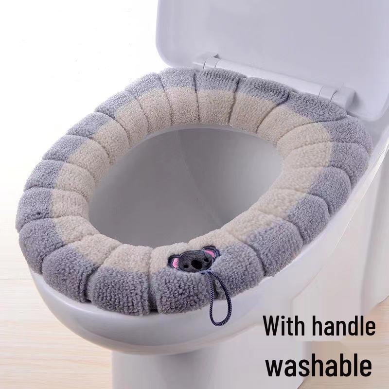 4-Piece Winter Toilet Seat Cushion Set - Cute, Thick, Washable, Ins Style