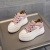 Fashion 9cm Genuine Leather Platform Sneakers Wedge Shoes for Women Breathable Sneakers Autumn Casual Shoes Hidden Heel Zapatillas Mujer