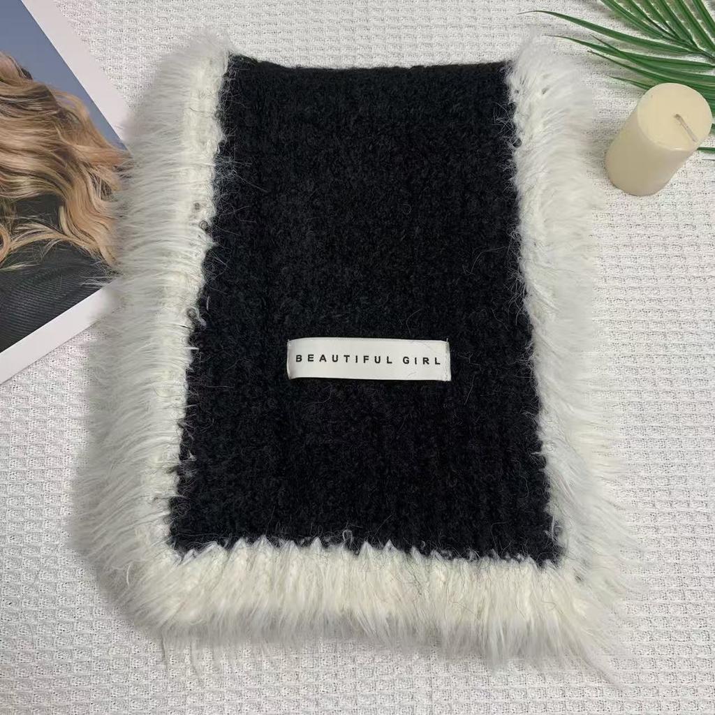 Retro Style Knitted Scarf Korean Style High End Thickened Warm Shawl Autumn and Winter Wool Soft and Waxy Versatile Scarf