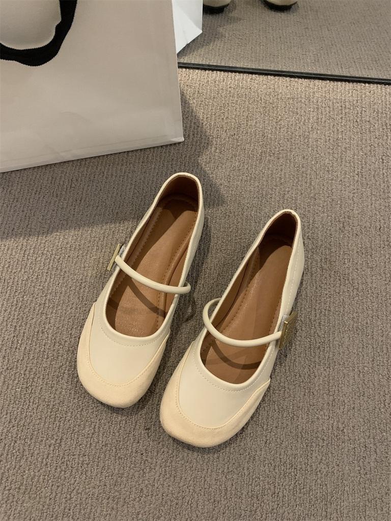 Red Mary Jane shoes women's shoes autumn and winter new round head soft sole soft surface word with light mouth single shoes