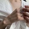 Exaggerated Golden Flower Ring Irregular Open Hollow Out Ring Silver Sunflower Finger Circle  Girls