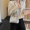 Glossy PU Handbag Women Fashion Mini Shoulder Bag Classic Oval Shape Crossbody Tote Bag