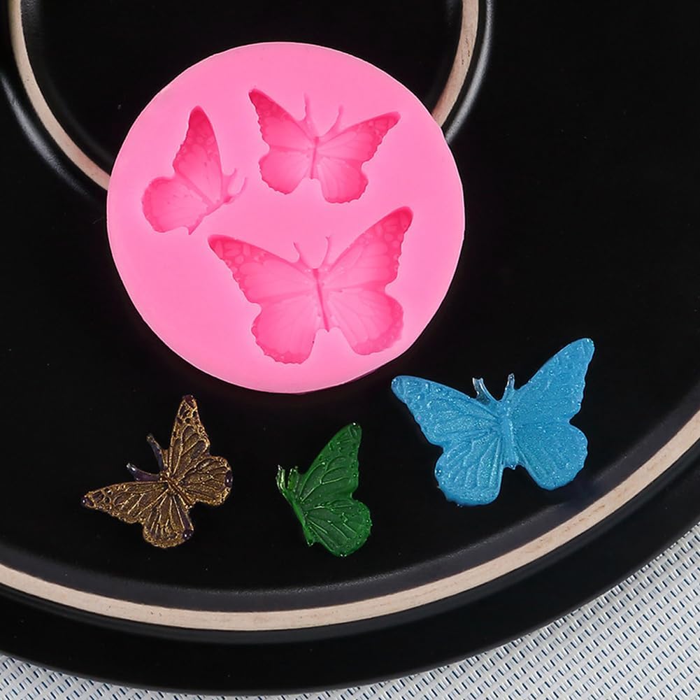 4 Pcs Butterfly Silicone Molds Mini Butterfly Fondant Mold Cute Soap Epoxy Resin Mold Sugarcraft Candy Chocolate Molds for Sugarcraft Cake Decorating