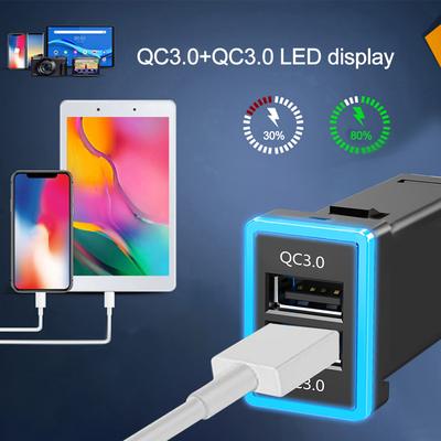 Rychlonabíjecí PD QC3.0 Duální USB zásuvka Nabíječka telefonu LED displej Rychlonabíjecí adaptér typu C 33x23mm 12-24V pro Toyota