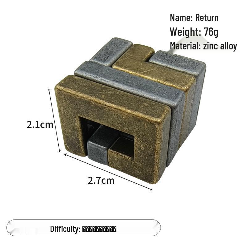 Zinc Alloy Kongming Puzzle Lock: Disentanglement Ring Educational Toy