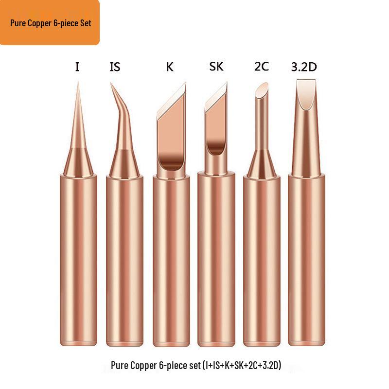 Non-Magnetic 936 Pure Copper 5-Piece Soldering Iron Tip Set for Cross-Border Electric Soldering