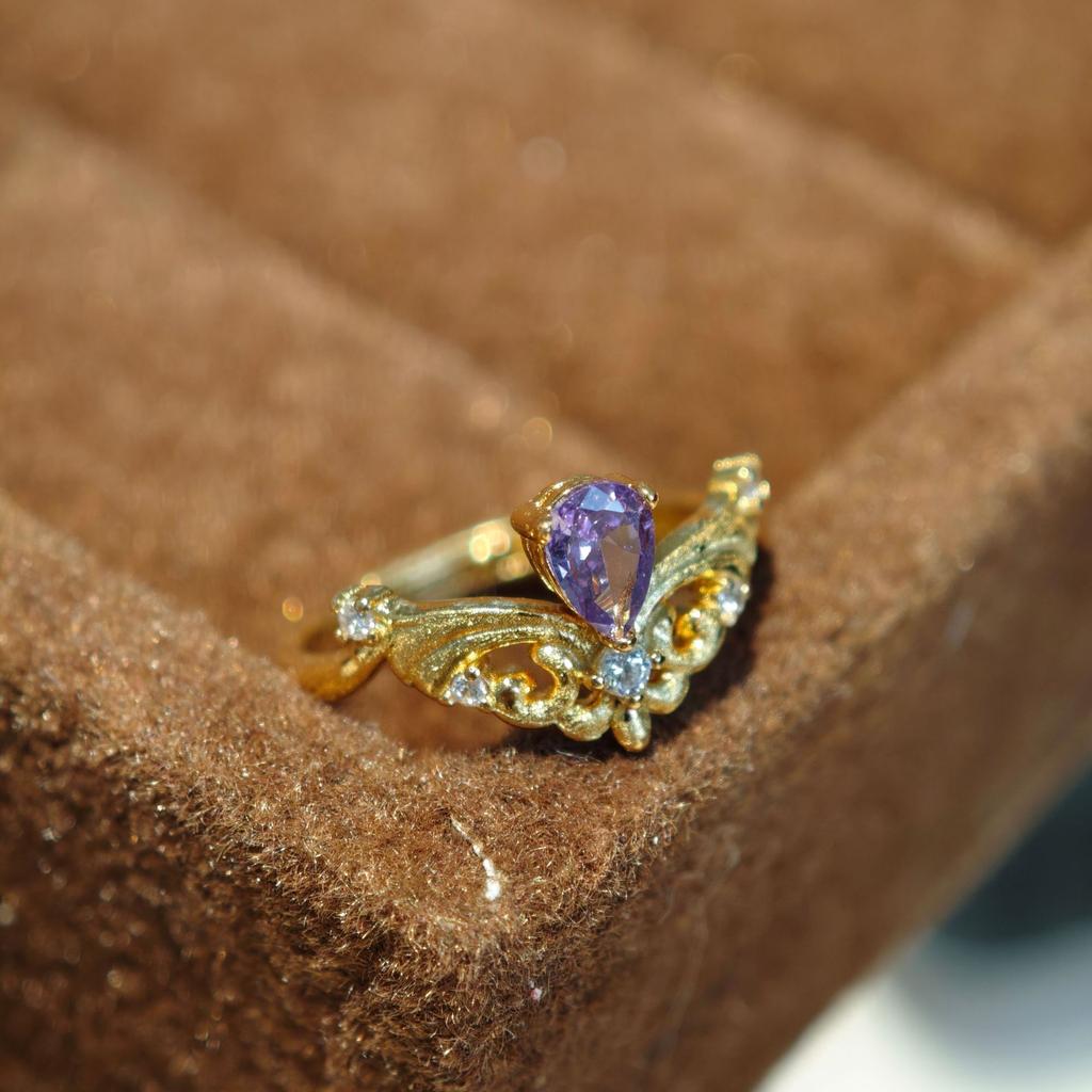 Anillo de Esmalte Vintage Cepillado de Lujo Ligero Rubí Morado Diamante Anillo para Dedo Índice Anillo Apilable Estilo de Uso Accesorios Premium Versátiles