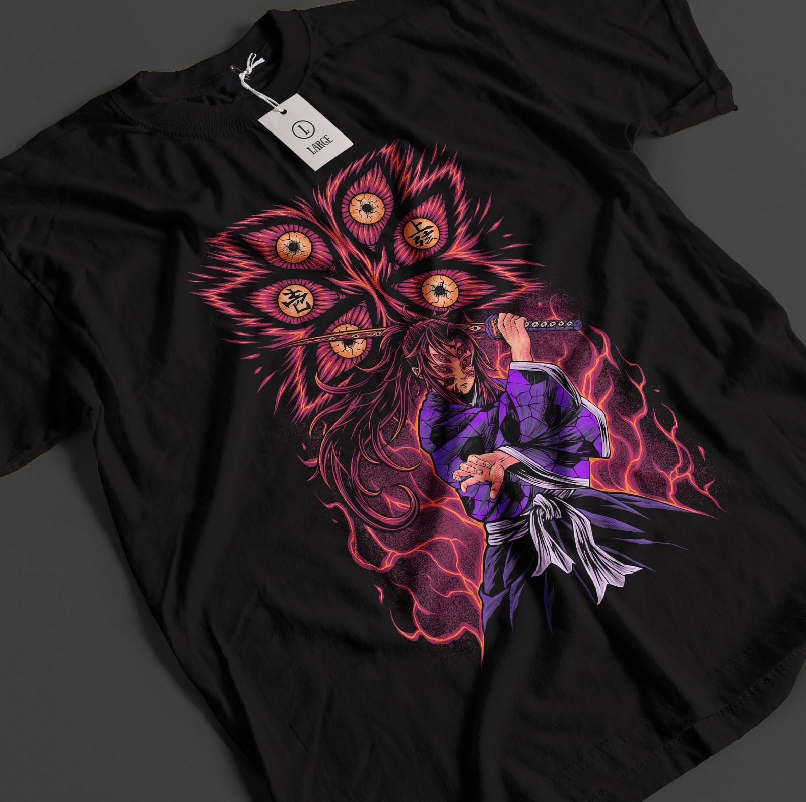 Demon Slayer Shirt Kokushibo Upper Moon 1 T-Shirt Mens Womens Tees Top Tanjiro KNY Anime Muzan Tee L